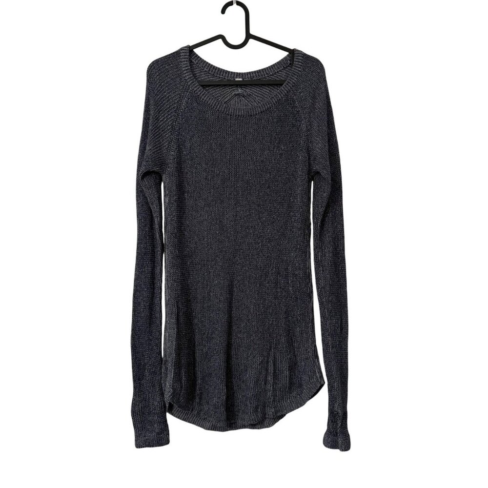 Lululemon Marled Navy Blue Long Sleeve Thick Knit Sweater Womens Medium